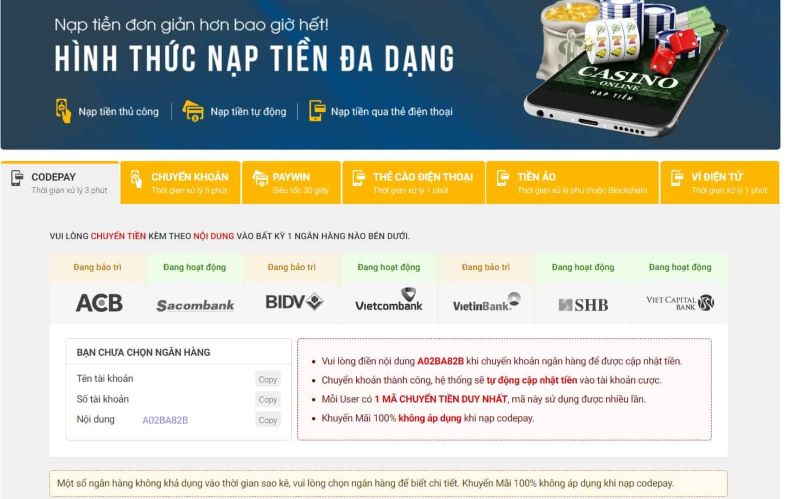 Nạp tiền vào Five88